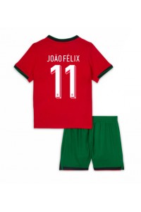 Portugali Joao Felix #11 Jalkapallovaatteet Lasten Kotipeliasu EM-Kisat 2024 Lyhythihainen (+ Lyhyet housut)